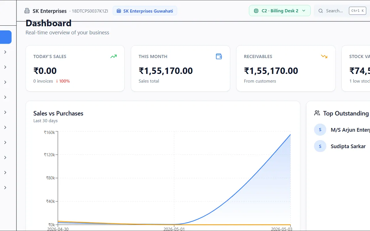 POS Billing Management System — Retail · GST Billing SaaS